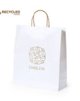 White Recycled Paper Bag · Reinforced Handles · 3 Sizes to Choose from · Resistant 8 KG · Customizable